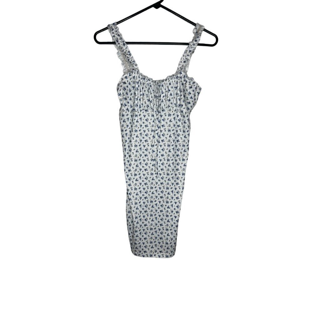 Shein Floral Print Sleeveless Dress Blue Medium
